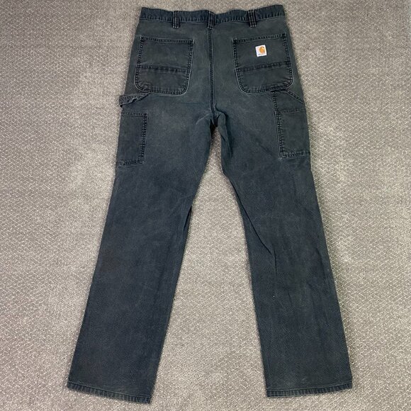 Distressed Carhartt Double Knee Pants 103334 BLK Mens 38 x 36 Fits 38x33.5 Black - Picture 5 of 14